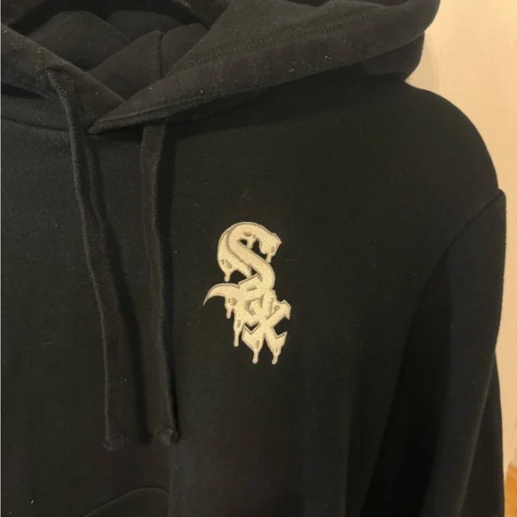 New Era Black Crewneck Hoodie with White Logo - Men Sweaters - Picture 2 of 4